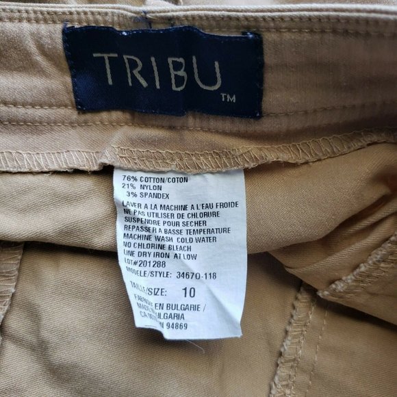Tribu Cotten blend Stretch Straight Leg Flat Front Pants Size 10 - Picture 4 of 6